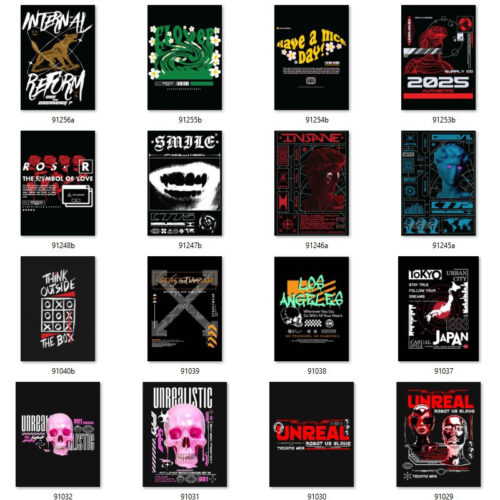Gói 100 mẫu in streetwear file AI, PDS,… chất lượng cao 005