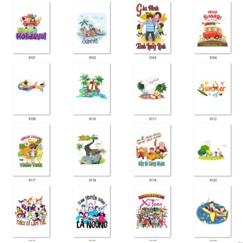 Gói 200 mẫu in áo đi biển file PNG chất lượng cao 011