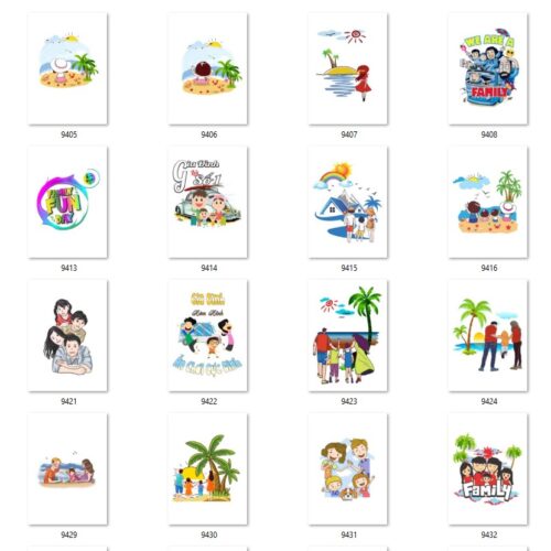 Gói 150 mẫu in áo gia đình file PNG,AI chất lượng cao 013