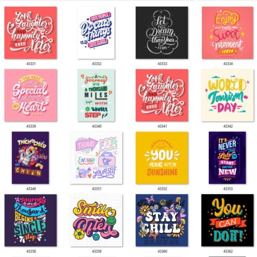 Gói 150 mẫu in typography file PDF,AI chất lượng cao 015
