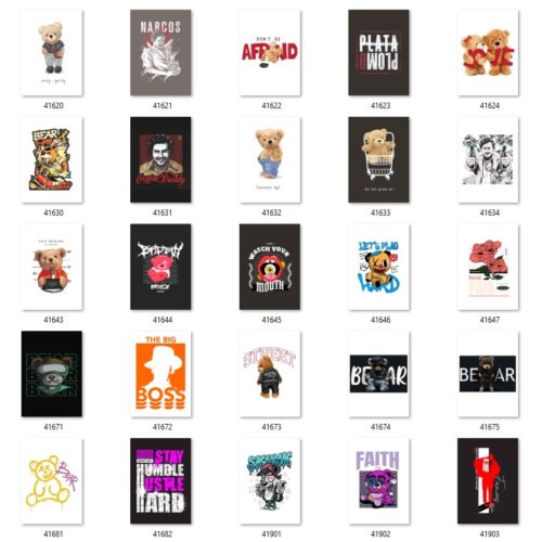 Gói 300 mẫu in streetwear & bear art file PNG chất lượng cao 025