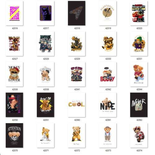 Gói 300 mẫu in streetwear & bear art file PNG chất lượng cao 025