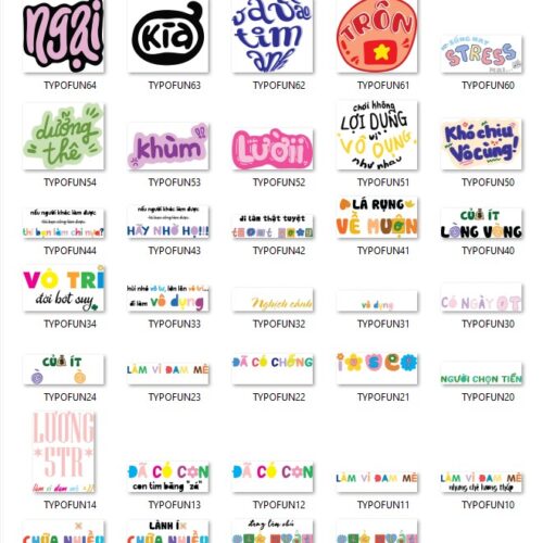 Gói mẫu in typography funny file AI chất lượng cao 037