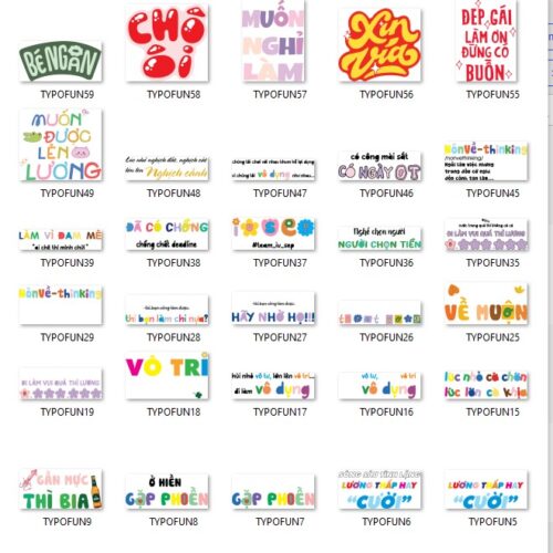 Gói mẫu in typography funny file AI chất lượng cao 037